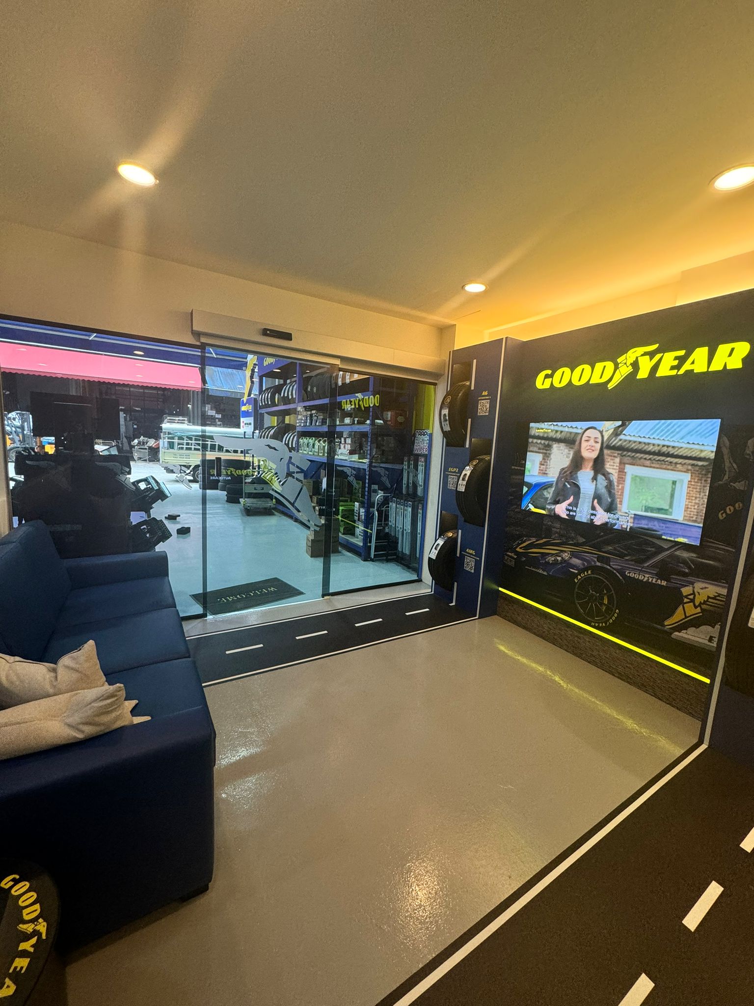 Air-conditioned customer waiting area at Kaki Bukit with comfortable seating